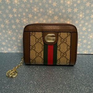 Fashion monogram emblem zip wallet